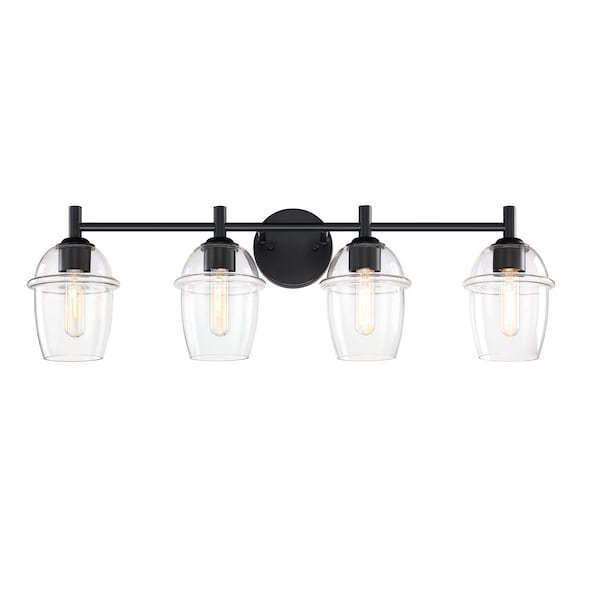 Designers Fountain Summer Jazz 32 in. 4-Light Matte Black Vanity Light with Clear Glass Shades for Bathrooms D310M-4B-MB - main